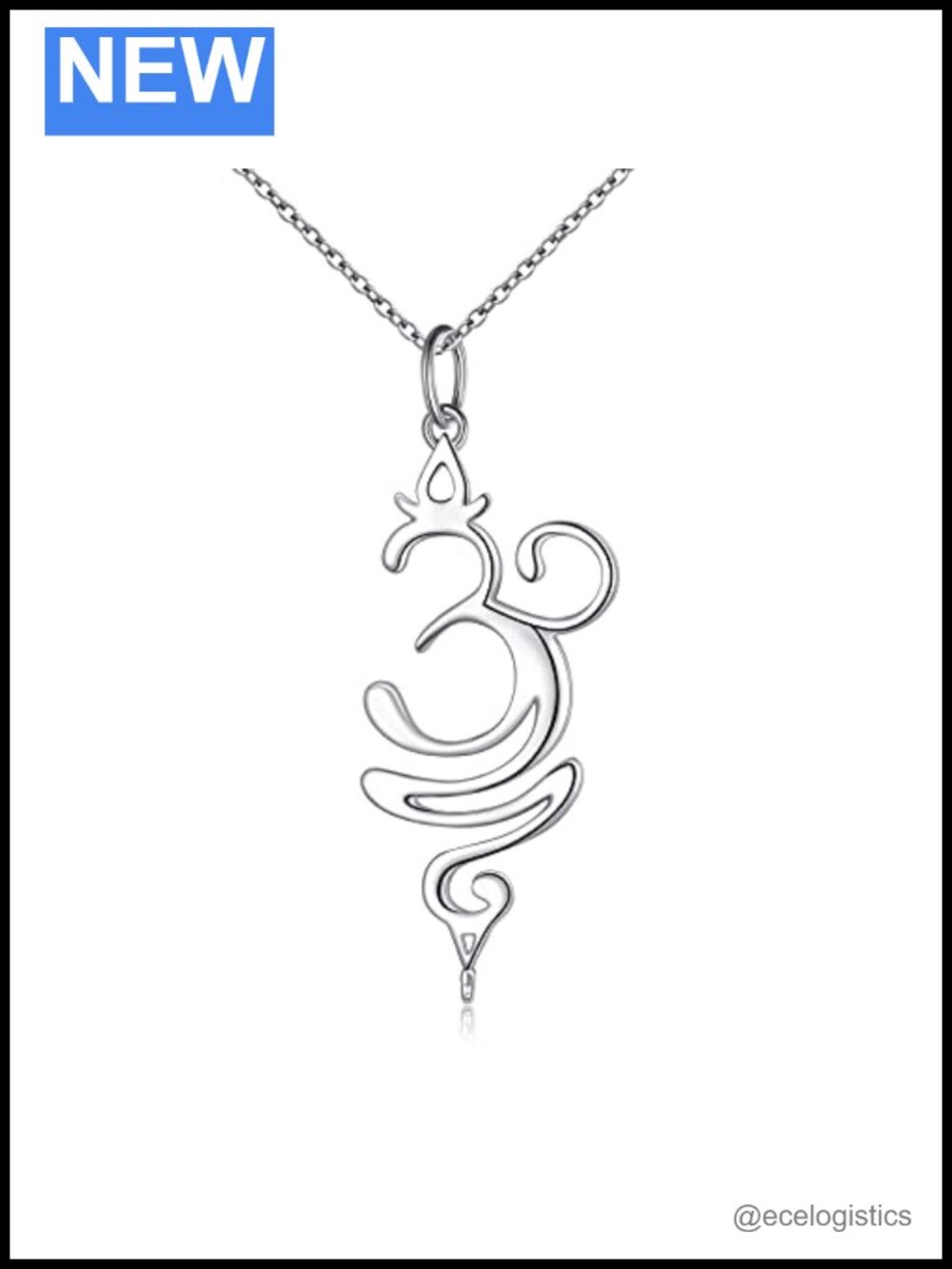 925 Sterling Silver Om Breathe Symbol Pendant Necklace with Rolo Chain